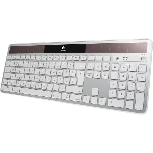 Logitech K750 Thin Solar Wireless Keyboard - Wireless Connectivity - RF - 2.40 GHz - USB Interface - Mac - Silver