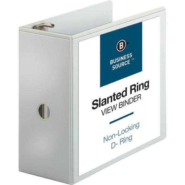  Business Source Basic D- Ring White View Binders - 5 