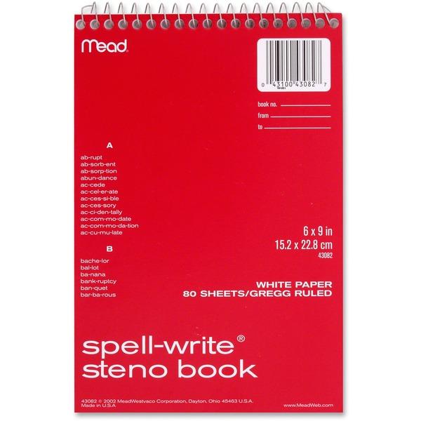 MeadWestvaco Spell-Write Steno Book - 80 Sheets - 6