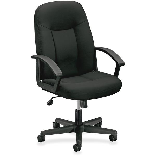 HON High-Back Executive Chair - Black Fabric Seat - Black Frame - 5-star Base - Black - 26.5
