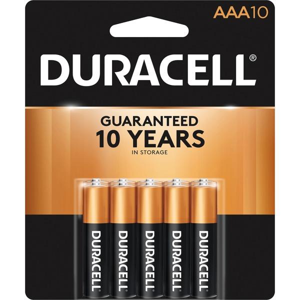 Duracell Coppertop Alkaline AAA Battery - MN2400 - For Multipurpose - AAA - 1.5 V DC - Alkaline - 10 / Pack