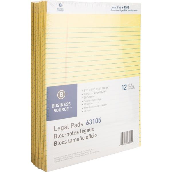 Business Source Micro-Perforated Legal Ruled Pads - 50 Sheets - 0.34