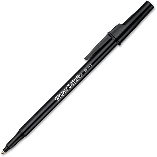  Papermate Stick Pens, Fine Pt, Black, 12/box
