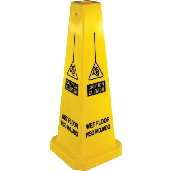 Genuine Joe Bright Four-sided Caution Safety Cone - 1 Each - 10