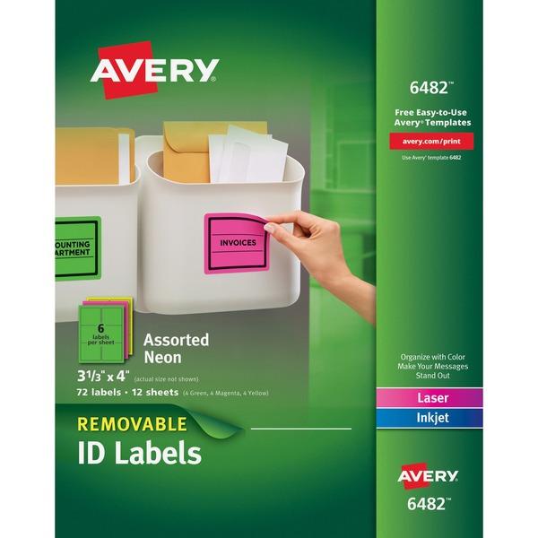 Avery® Neon Multipurpose Labels - Removable Adhesive - 3 21/64