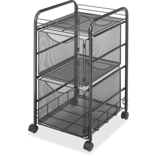 Safco Onyx Double Mesh Mobile File Cart - 2 Shelf - 2 Drawer - 4 Casters - 1.50