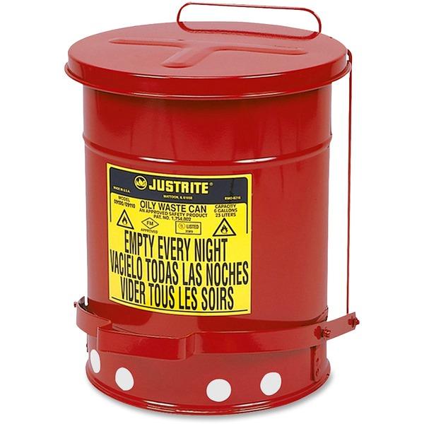 Justrite Just Rite 6 Gallon Oily Waste Can - 6 gal Capacity - Round - 15.9