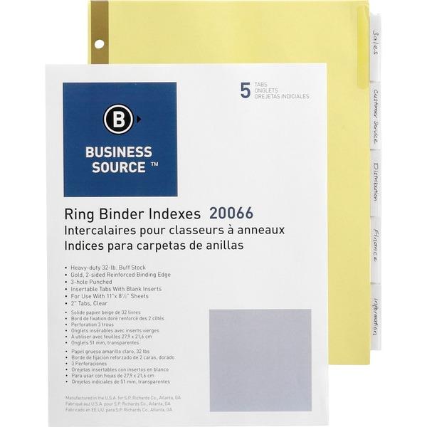 Business Source Insertable 5-Tab Ring Binder Indexes - 5 x Divider(s) - 5 Tab(s)/Set2