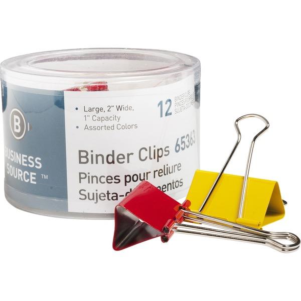 Business Source Colored Fold-back Binder Clips - Large - 2