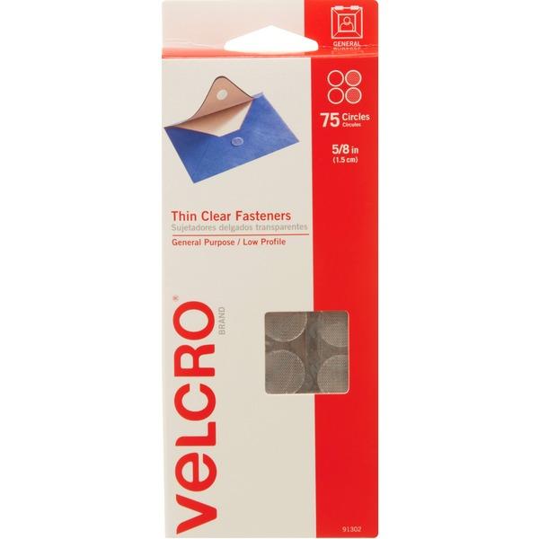 VELCRO Brand Thin Clear Fasteners 5/8in Circles Clear 75 ct - 0.63