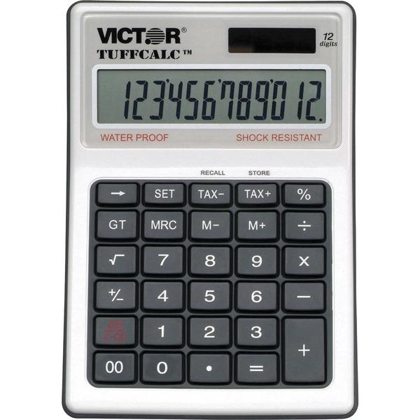 Victor 99901 TuffCalc Calculator - Extra Large Display, Angled Display, Water Proof, Shock Resistant, Battery Backup, 3-Key Memory, Independent Memory, Dual Power, Washable - Battery/Solar Powered - 1