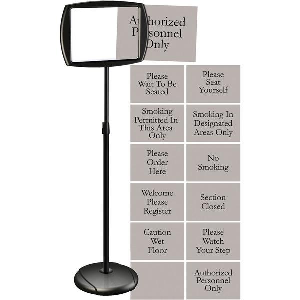 MasterVision Interchangeable Floor Pedestal Sign - 1 Each - Please Wait To Be Seated, Authorized Personnel Only, Please Watch Your Step, Please Seat Yourself, Smoking In Designated Areas Only, Smoking
