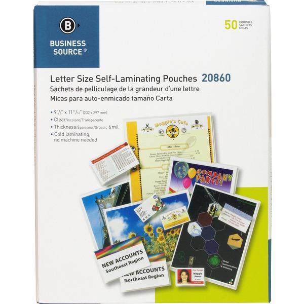 Business Source Clear Laminating Document Pouches - Laminating Pouch/Sheet Size: 9