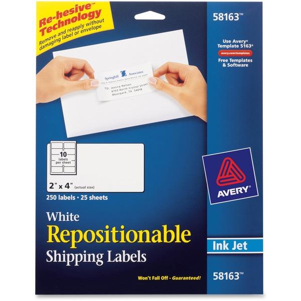 Avery® Repositionable Mailing Labels - Removable Adhesive - 4