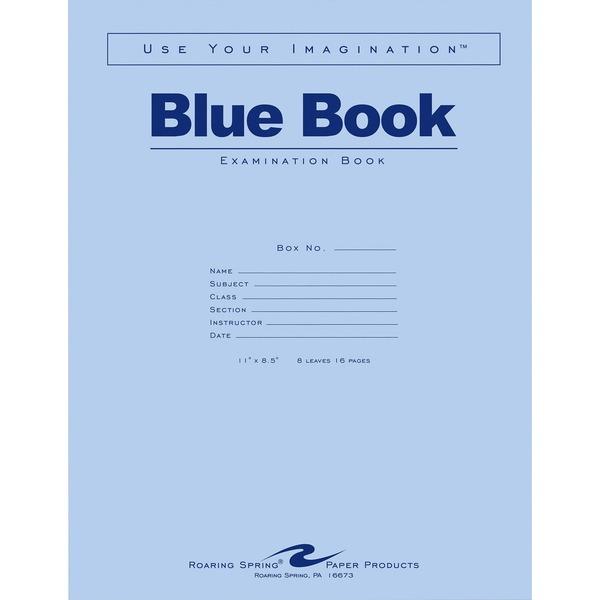 Roaring Spring 8 - sheet Blue Examination Book - Letter - 8 Sheets - 16 Pages - Stapled Red Margin - 15 lb Basis Weight - 8 1/2