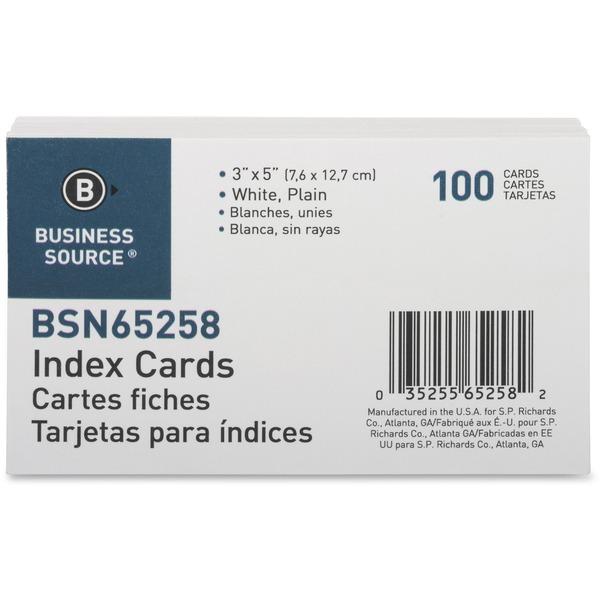 Business Source Plain Index Cards - 5