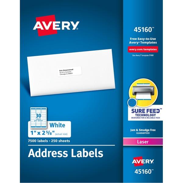 Avery® Address Labels - Sure Feed - Permanent Adhesive - 2 5/8