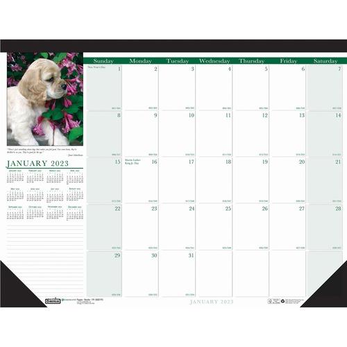 House of Doolittle Earthscapes Puppies Photo Desk Pad - Julian Dates - Monthly - 1 Year - January 2021 till December 2021 - 1 Day Single Page Layout - 22