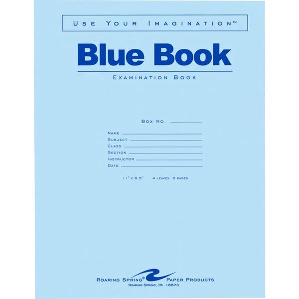 Roaring Spring 8 - sheet Blue Examination Book - Letter - 4 Sheets - 8 Pages - Stapled Red Margin - 15 lb Basis Weight - 8 1/2