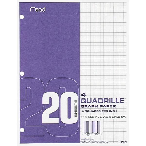 Mead Paper Filler Quad Ruled - Printed - Letter 8.5
