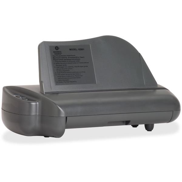 Business Source Electric Adjustable 3-hole Punch - 3 Punch Head(s) - 30 Sheet Capacity - 1/4