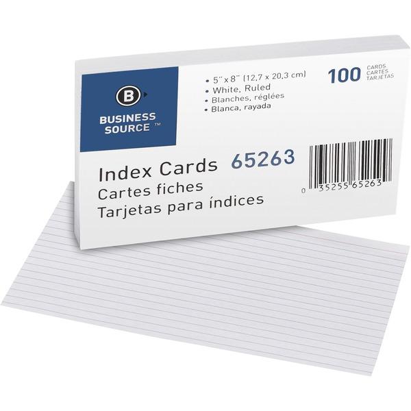 Business Source Ruled White Index Cards - 8
