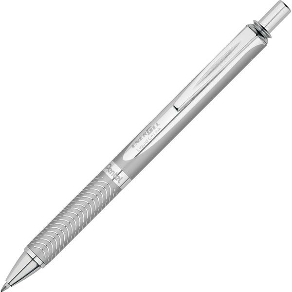 Pentel EnerGel Alloy Retractable Gel Pens - Medium Pen Point - 0.7 mm Pen Point Size - Refillable - Retractable - Black Gel-based Ink - Metallic Silver Metal Barrel - Stainless Steel Tip - 1 Each