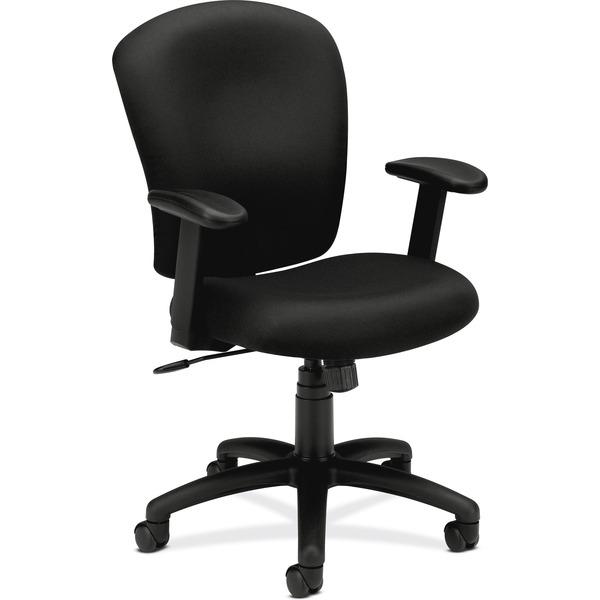 HON Mid-Back Task Chair - Black Fabric Seat - Black Frame - 5-star Base - Black - 20