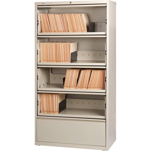 Lorell Receding Lateral File with Roll Out Shelves - 5-Drawer - 36