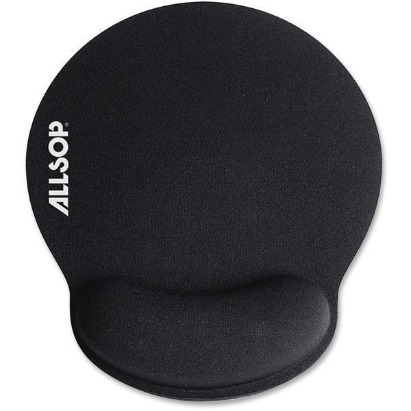 Allsop Memory Foam Wrist Rest Mouse Pad - Black - Rubber, Memory Foam