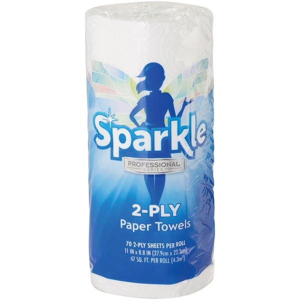 Sparkle ps Sparkle Premium Roll Towels - 2 Ply - White - Absorbent, Perforated - 70 / Roll