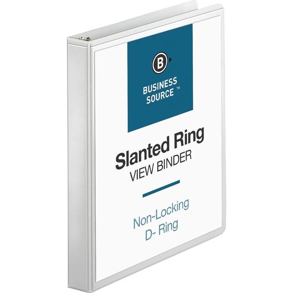  Business Source Basic D- Ring White View Binders - 1 