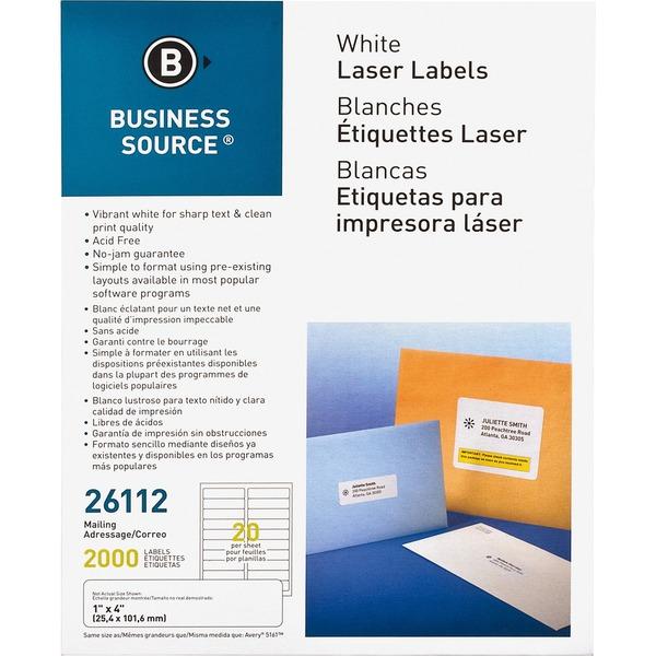 Business Source Bright White Premium-quality Address Labels - Permanent Adhesive - 1