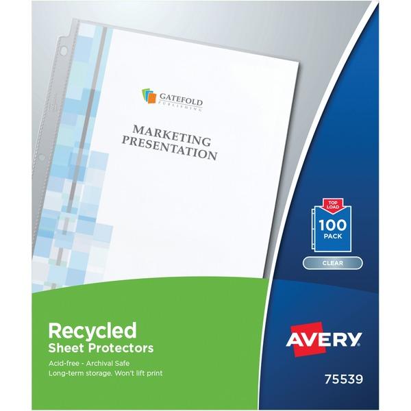 Avery® Recycled Sheet Protectors - Acid-free, Archival-Safe, Top-Loading - 12
