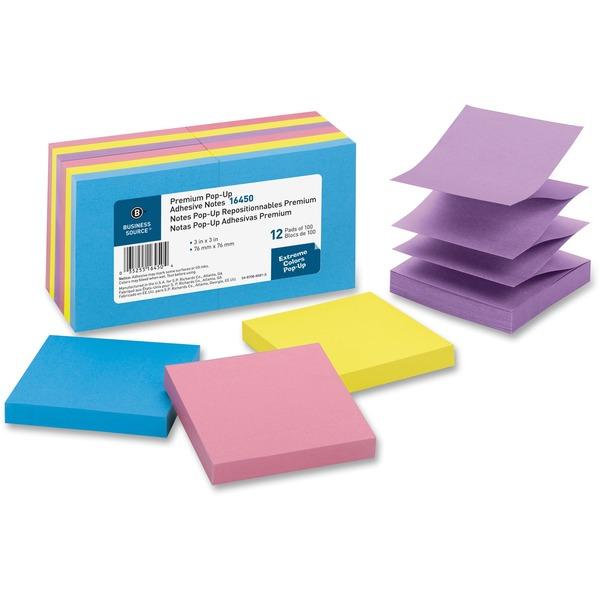 Business Source Reposition Pop-up Adhesive Notes - 3