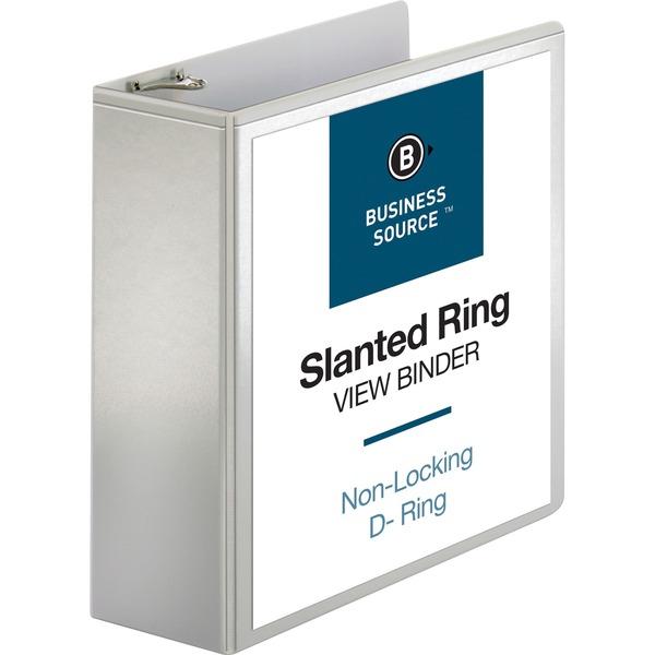  Business Source Basic D- Ring White View Binders - 4 