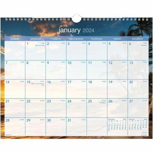 At-A-Glance Tropical Escape Monthly Wall Calendar - Julian Dates - Monthly - 1 Year - January 2021 till December 2021 - 1 Month Single Page Layout - 15
