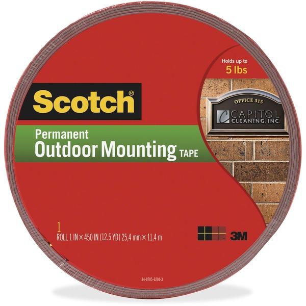 Scotch Exterior Weather-Resistant Double-Sided Tape with Red Liner - 12.50 yd Length x 1