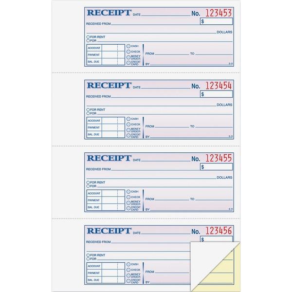 Adams Money/Rent Receipt Book - 200 Sheet(s) - Tape Bound - 2 PartCarbonless Copy - 7 5/8