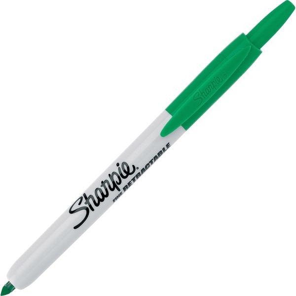Sharpie Retractable Markers - Fine Marker Point - Retractable - Green - 1 Each