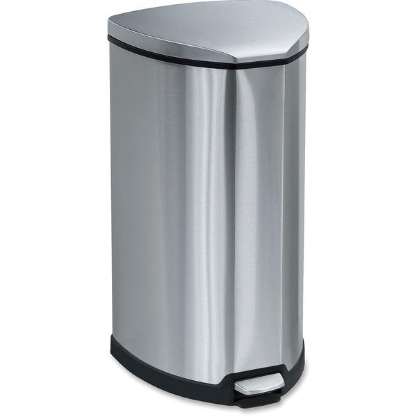 Safco Hands-free Step-on Stainless Receptacle - 10 gal Capacity - 27