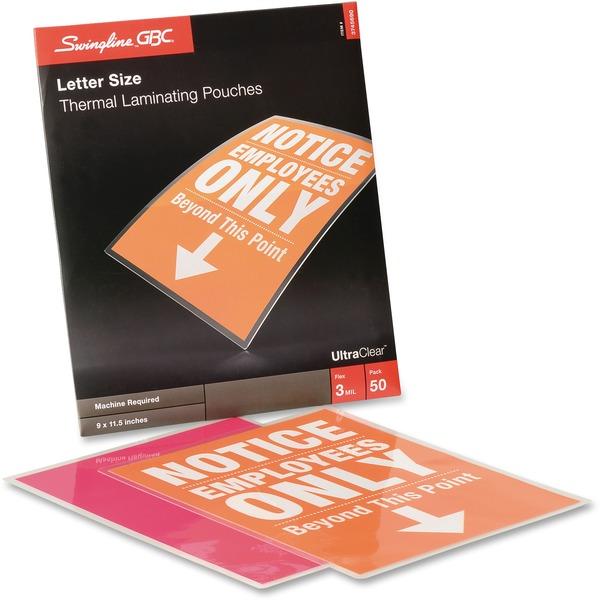 GBC Ultra Clear Thermal Laminating Pouches - Sheet Size Supported: Letter 8.50