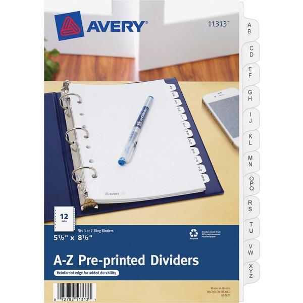 Avery® Mini Dividers - 12 x Divider(s) - Printed Tab(s) - Character - A-Z - 12 Tab(s)/Set - 5.5