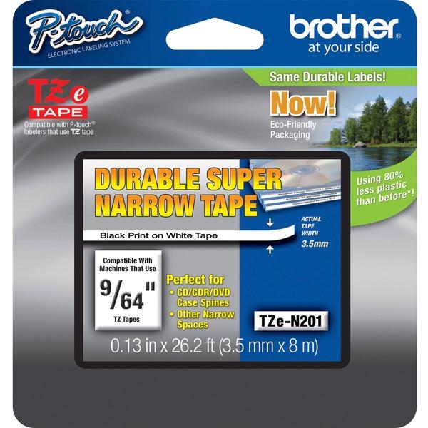 Brother TZ Super Narrow Non-laminated Tapes - 1/8