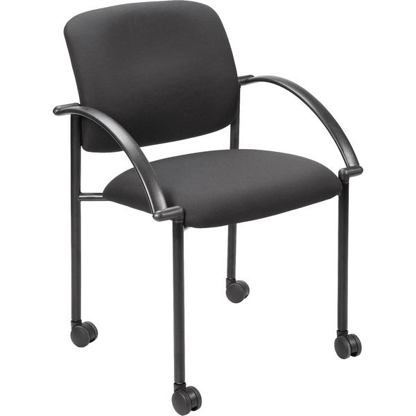 Lorell Guest Chair with Arms - Black Seat - Black Steel Frame - Four-legged Base - Black - 17.50