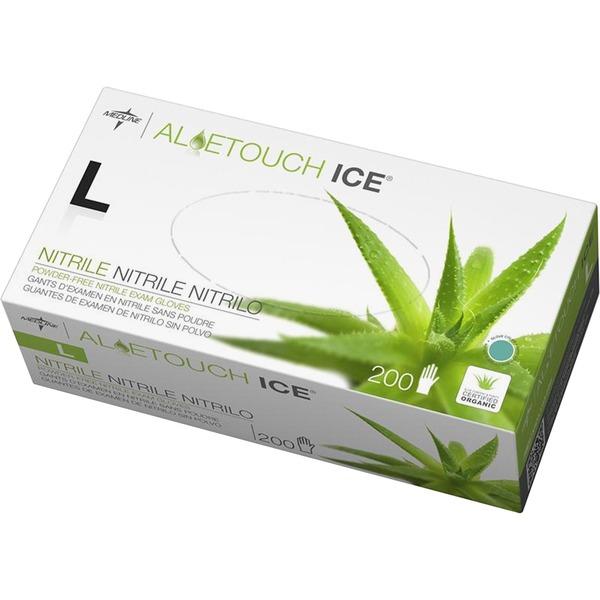 Medline Aloetouch Ice Nitrile Gloves - Large Size - Nitrile - Latex-free, Textured, Powder-free - For Healthcare Working - 200 / Box
