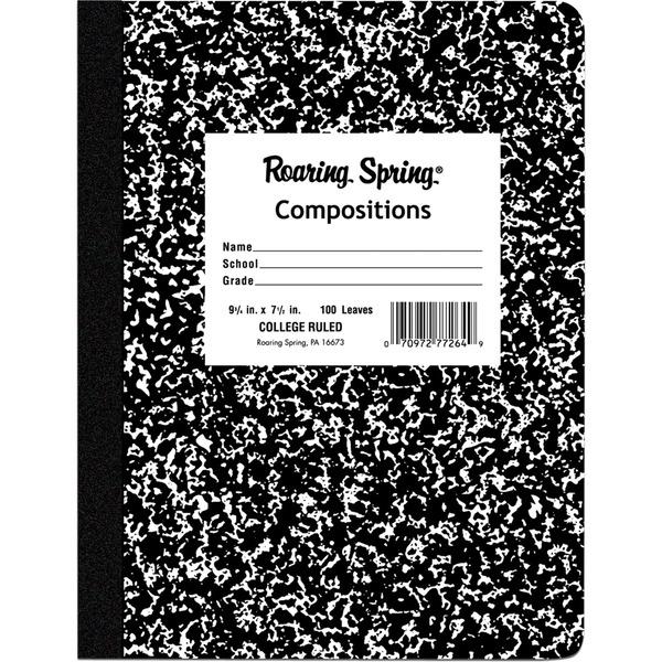  Roaring Spring 100- Sheet College Ruled Composition Book - 100 Sheets - Sewn/Tapebound Red Margin - 15 Lb Basis Weight - 7 1/2 