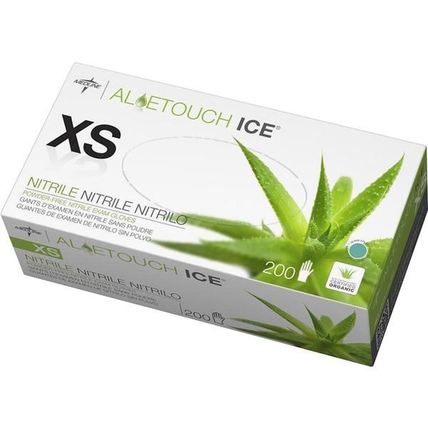 Medline Aloetouch Ice Nitrile Gloves - X-Small Size - Nitrile - Latex-free, Textured, Powder-free - For Healthcare Working - 200 / Box