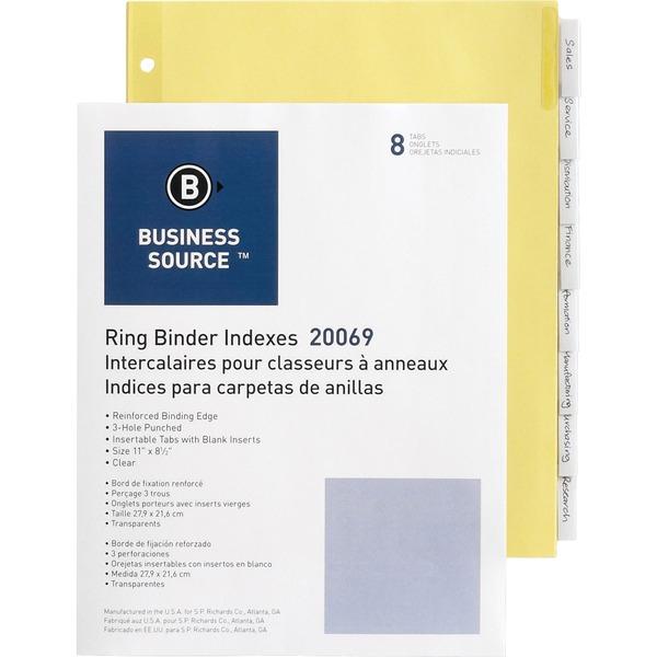 Business Source Buff Stock Ring Binder Indexes - 8 x Divider(s) - 8 Tab(s)/Set1.25