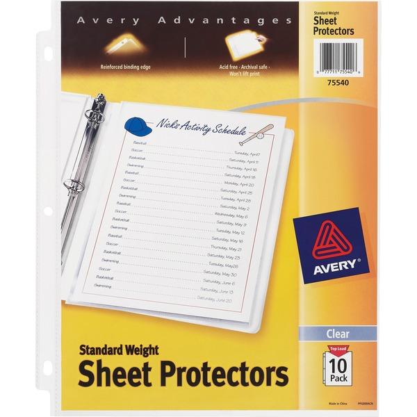  Avery & Reg ; Standard- Weight Sheet Protectors - Acid- Free, Archival Safe, Top Loading - For Letter 8 1/2 